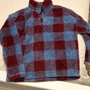 Plaid Fleece women’s Sweater - Red and Blue